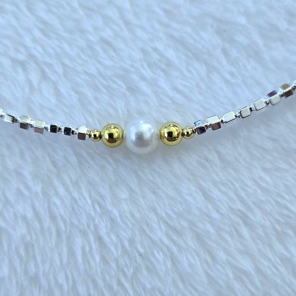 Iris & Lily Freshwater Pearl and Silver🤍 Blocks Necklace- NWT - Picture 6 of 16